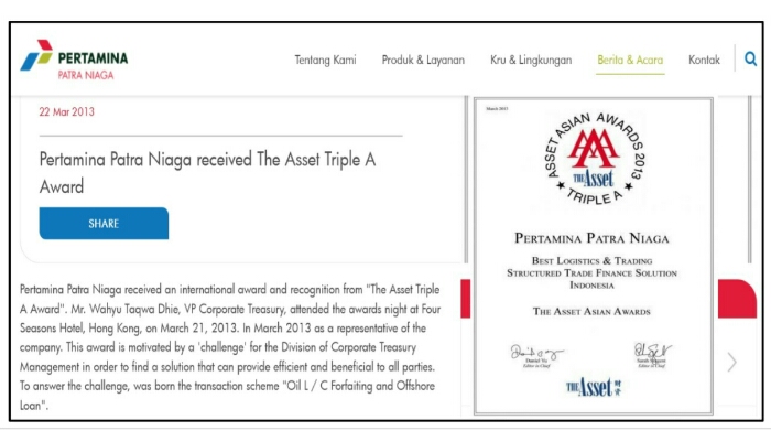 Penghargaan Pertamina