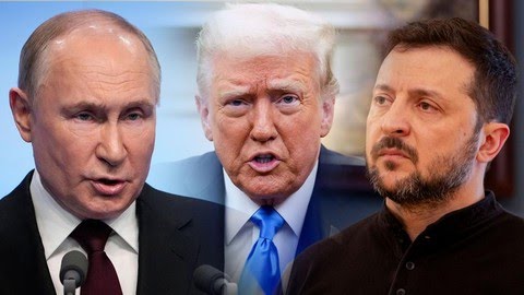 Presiden Rusia, Vladimir Putin, Presiden AS, Donald Trump, dan Presiden Ukraina, Volodymyr Zelenskyy