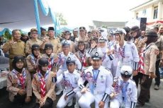Kapolda Sumatera Selatan, Irjen Pol Sandi Nugroho, pada Apel Besar Siaga Kebakaran Hutan dan Lahan (Karhutla) serta Sabuk Kamtibmas yang digelar di Lapangan Mapolres Lahat, Ahad (17/5/2026).
