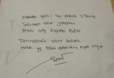 Surat tulis tangan Sony