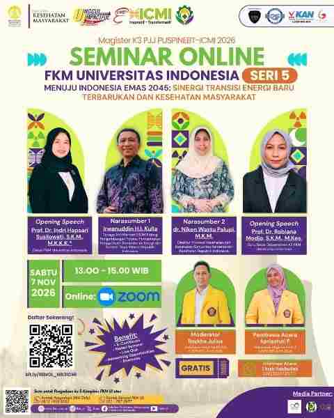 Poster Seminar Online FKM UI Seri 5 Sinergi Transisi EBT dan Kesehatan Masyarakat